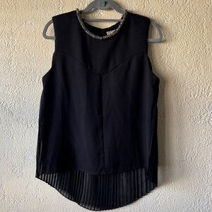 Alythea Black Sleeveless Blouse with Beaded Detail Sheer Back